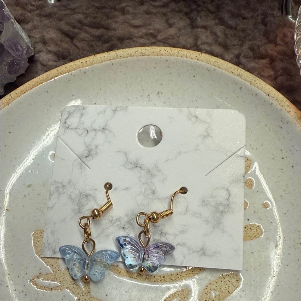 Butterfly Dangle Earrings with Gold Accents